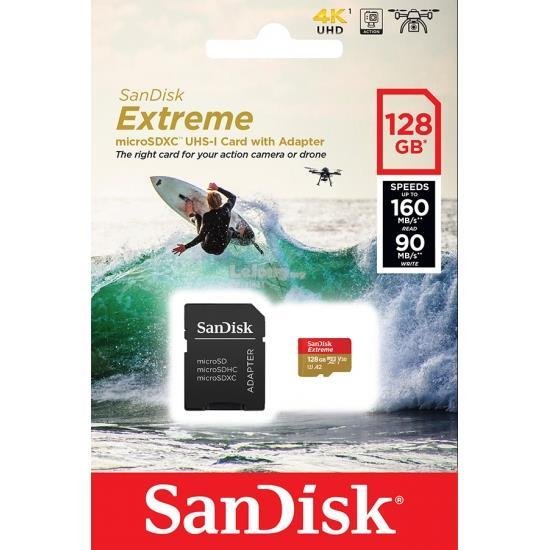 USB memorije i Memorijske kartice - SANDISK EXTREME MICROSDXC CARD 128GB + ADAPTER, C10,U3 - Avalon ltd